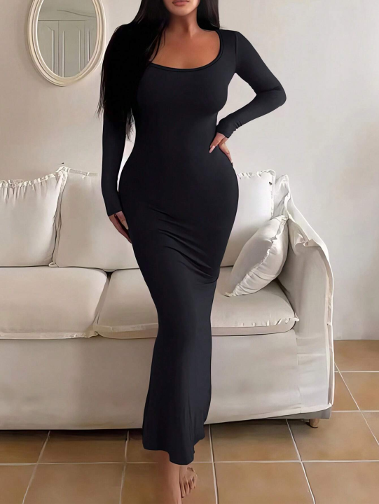 Women's%20Solid%20Long%20Sleeve%20Bodycon%20Dress,%20Chic%20Basic%20Minimalist%20Causual%20Fashion%20Scoop%20Neck%20Long%20Dress,%20Womenswear%20-%20Image%204