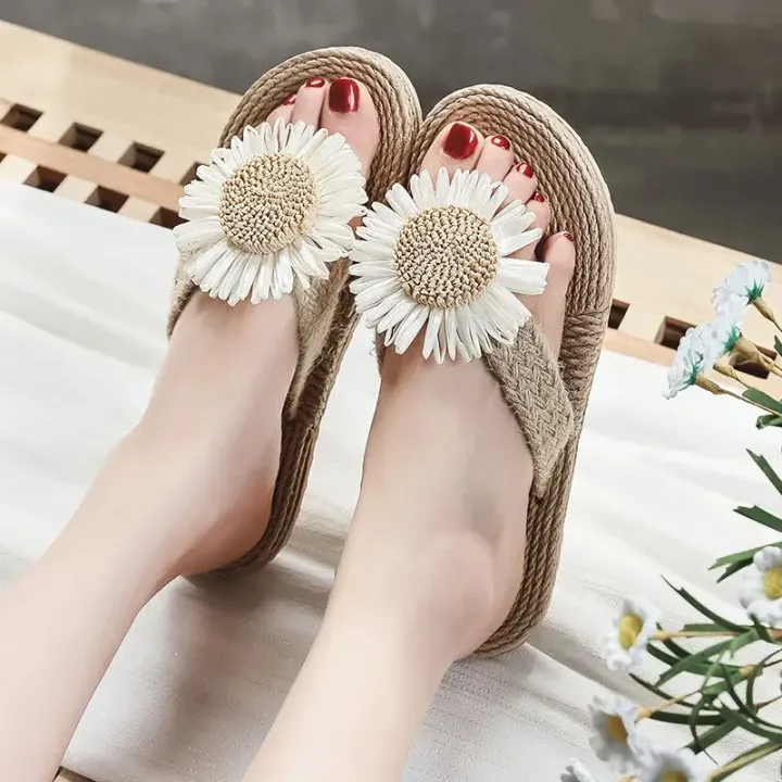 2024%20New%20Linen%20Flower%20Decor%20Flip%20Flops%20Fashion%20Women%20Slides%20Flat%20Heel%20Outdoor%20Beach%20Summer%20Woman%20Slippers%20Ladies%20Shoes%20-%20Image%206
