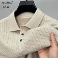 Autumn Men's Knitted Pullover Sweaters Cable Woolen Button Sweater Slim V-neck Long Sleeve Outerwear Winter Warm Heavyweight Top.