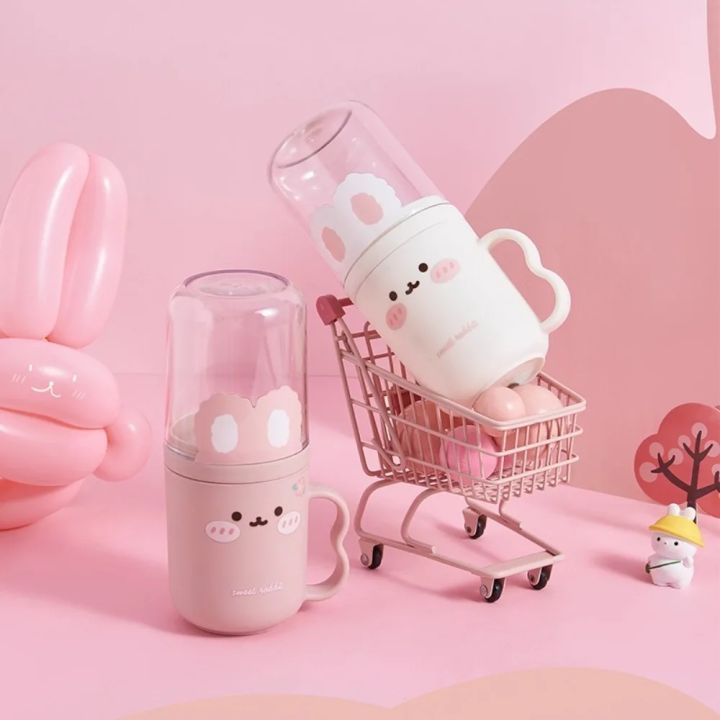 Compact Portable Cartoon Toothbrush Box Mouthwash Cup Plastic Travel Wash Cup