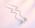 Elegant Fashion 925 Sterling Silver Cube Love Window Zirconia Sugar Drop Earrings Box Chain Long Tassel Earrings S-E238. 