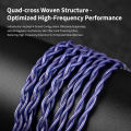 KBEAR Neon High-purity OFC Quad-cross IEM Headphone Cable 4 Core 3.5/4.4MM Balanced Replaceable HiFi Woven Structure.