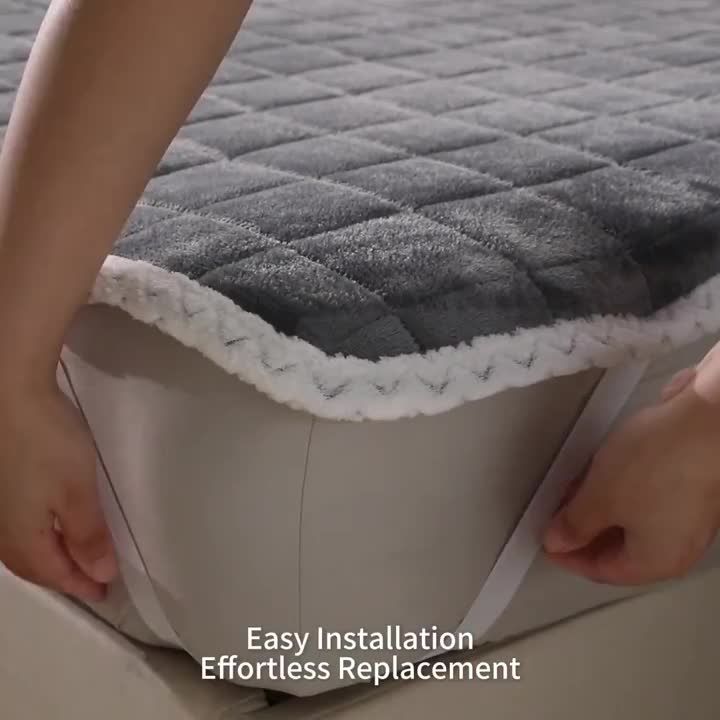Milk Velvet Mattress Pad Soft Breathable Bedding Protector Queen Size Comfortable Quilted Top Mattress Cover