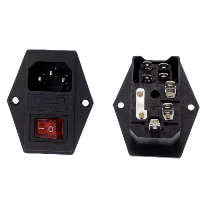 X Rocker Plug Socket Power Rocker Switch IEC 3 Pin 320 C14 Inlet Power Sockets Switch ...