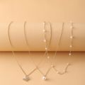 3PCS Suit Retro Multilayer Necklace Decorated With Artificial Pearl Clavicle Chain Creative Simple Butterfly Pendant Necklace. 