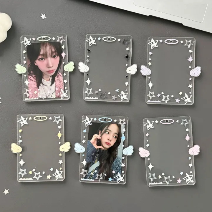 INS%20Fashion%20Simple%20Transparent%20Angel%20Wings%203in%20Card%20Holder%20Y2K%20Korean%20Girl%20Idol%20Photo%20Storage%20Card%20Bag%20Pendant%20Decoration%20%20%EF%BB%BF%20-%20Image%202