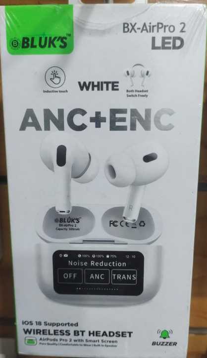 BLUKS BX-AirPro 2 Wireless Earbuds | ANC + ENC Noise Reduction | LED Smart Screen | iOS 18 Supported , Bluetooth airpod Airpod pro 2