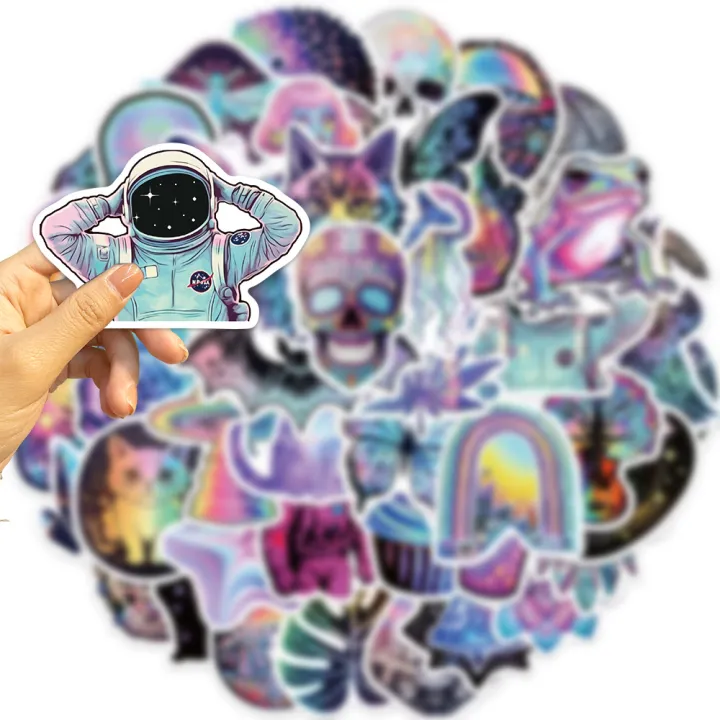 50PCS%20Laser%20Cartoon%20Psychedelic%20Graffiti%20Stickers%20for%20DIY%20Luggage%20Laptop%20Skateboard%20Motorcycle%20Bicycle%20Stickers%20-%20Image%203