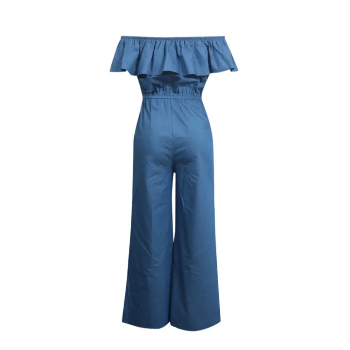 Plus%20Size%205xl%20Elegant%20Office%20Jumpsuits%20Women%20Long%20Denim%20Rompers%202024%20Summer%20Casual%20Solid%20Color%20Ruffle%20Off%20Shoulder%20Overalls%20-%20Image%205