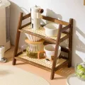 Bamboo Double Layer Rack 2-Tier Desktop Organizer Display Racks Office Stationary Office Storage Makeup Organizion for Vanity. 