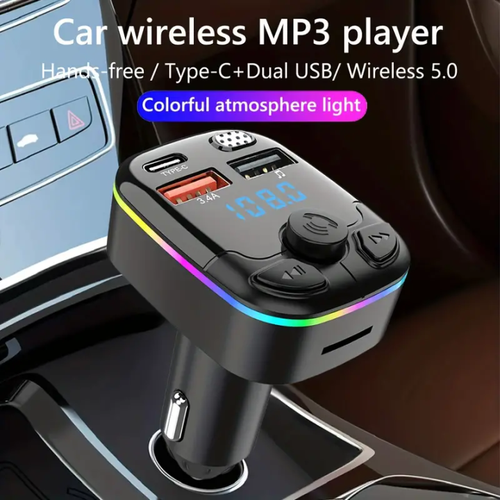 1pc%20Bluetooth%205.0%20Car%20FM%20Transmitter%20PD%20Type-C%20Dual%20USB%20Ambient%20Player%20MP3%20Charger%20Type-C%20Wireless%20Light%2018W%20Handsfree%20PD%20QC3.0%20-%20Image%205