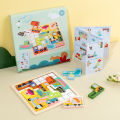 DIY Wooden Blocks Board 3D Cognitive Animal Traffic Montessori Sensory Game Educational Toys For Children Kids. 