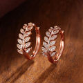 Huitan Simple Stylish Leaf Olive Small Hoop Earrings for Women Paved Shiny Crystal CZ Exquisite Earrings Hot Trendy Jewelry.
