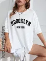 Summer Women Brooklyn New York T-Shirt Fashion Letter Printing Round Neck Clothing Female Vintage Tops Tees Casual Streetwear. 