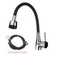 Modern 304 stainless steel kitchen faucet with silicone hose - adjustable, ceramic valve core, no electricity required.. 