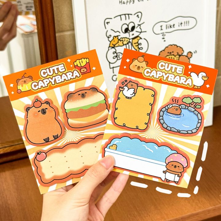 4pcs/lot Kapibala Sticky Note Combination Memo Notes Students' Alien Cute Portable Message Book Capybara N Times Writing Pads