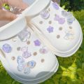 12 cute style transparent purple Bear garden shoes Shoe accessories DIY shoe flower, women's beach shoes decorative buckle.