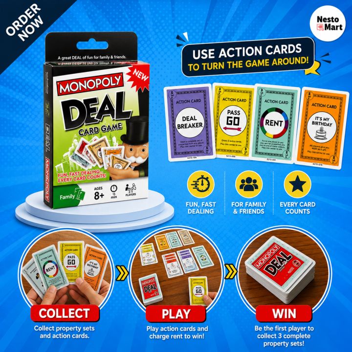 Imported Monopoly Deal Card Game (Easy to learn and play with friends and family)