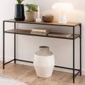 HS Fabrication: Modern Minimalist Slatted-Metal Entry Table , Wood and Metal Console Table, 36x12x30, Natural/Black,. 