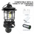Camping Lanterns Rechargeable, Portable Electric LED Camping Lights Outdoor Hanging Tent Light Vintage Tabletop Lantern Decor Stepless Dimming Waterproof for Camping, Power Outages, Indoor (Black). 