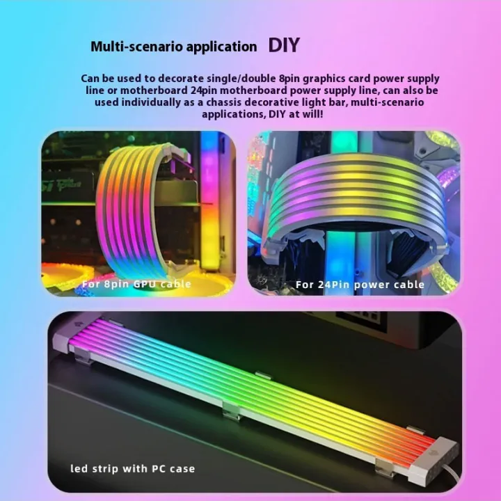 5V%203Pin%20ARGB%20Sync%20PC%20Cable%208/24PIN%20Motherboard%20Power%20Extension%20Cable%20Flexible%20LED%20Strip%20Light%20DIY%20Kit%20for%20Computer%20Power%20Supply%20-%20Image%203