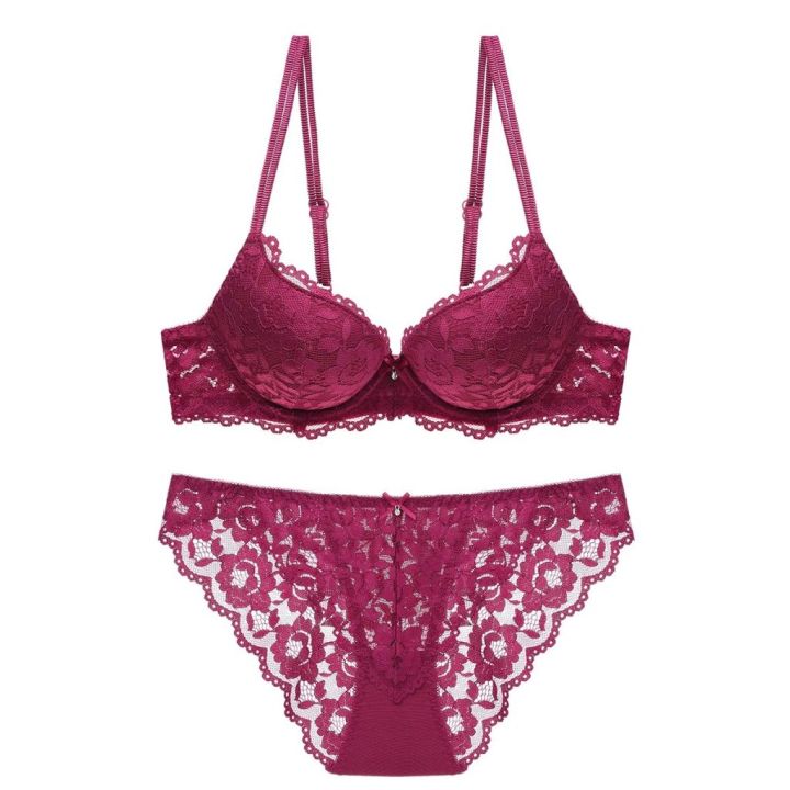 Two Pieces Women Lace Underwear Bra Panties Set