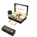Myle Cart Watch Storage Organizer Box 3/6/10/12 Grids PU Leather Display Case for Watches & Jewelry, Black. 