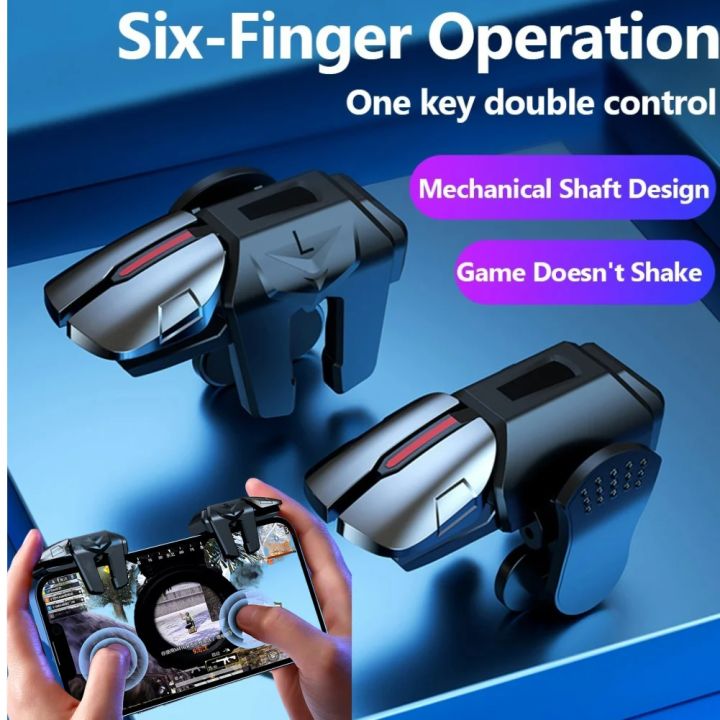 2Pcs 6 Finger Gaming Trigger for PUBG Game Aim Shooting Gaming Trigger ...