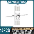 10Pcs 10x38mm Ceramic Fuse 10*38mm 500V 500MA 0.5A 1A 2A 3A 4A 5A 6A 8A 10A 16A 20A 25A 32A 40A RO15 Ceramic Fuse. 