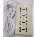 Extension Board with 8 Sockets (4 simple + 4 universal sockets) with 3 meters long Copper wire. 