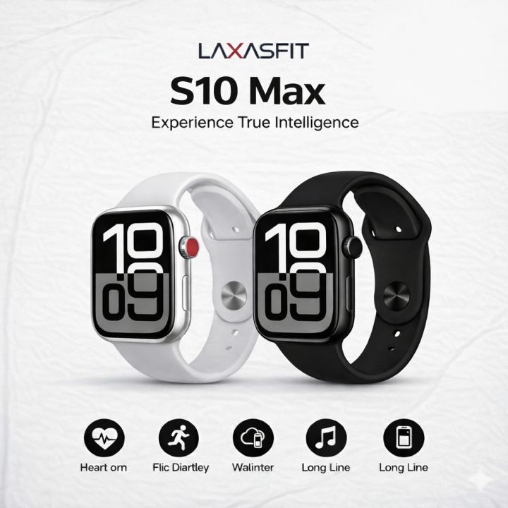S10 Max Laxasfit Smart Watch AMOLED Display Bluetooth Call Wireless Charging