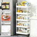 5-Tier Rolling Storage Cart with Wheels, Slim Narrow Gap Mobile Shelf, Hollow-Out Multilayer Organizer for Kitchen Bathroom Home.