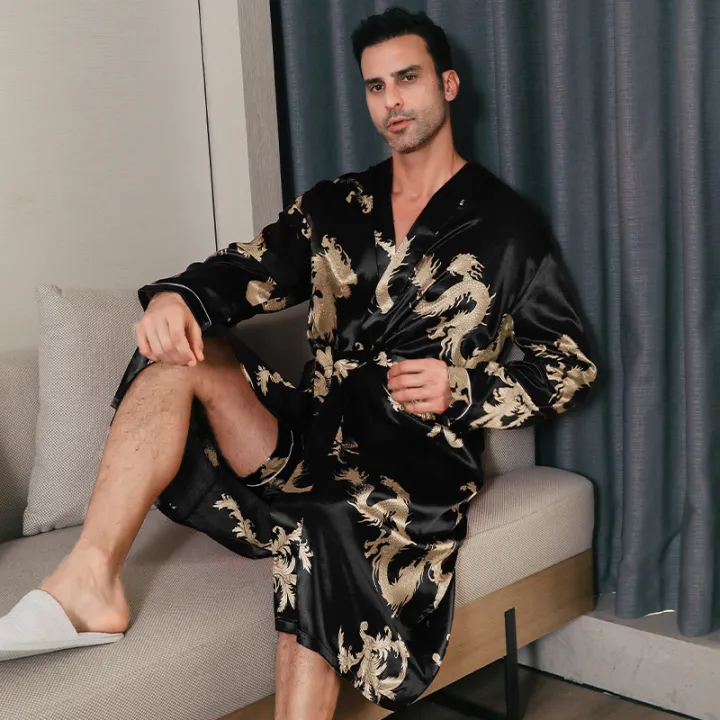 Pajama%20men's%20spring%20and%20autumn%20silk%20thin%20style%20oversized%20pajamas%20long%20sleeved%20bathrobes%20ice%20silk%20bathrobes%20home%20clothing%20summer%20-%20Image%204