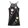 2024 Summer National Wind Positioning Printing Mesh Belt Sleeveless Casual Dress.
