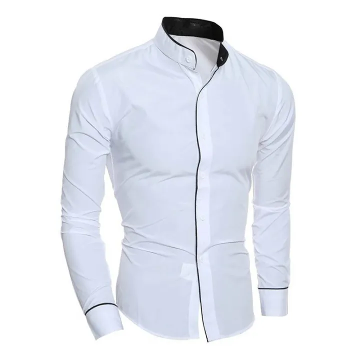 Men's%20Spring%20New%20Solid%20Color%20Simple%20Casual%20Korean%20Version%20Slim%20Fit%20Long%20Sleeve%20Shirt%20-%20Image%202