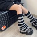 Autumn and Winter Leg Warmer Wide Legs Black White Lolita Socks for Women Stripe Socks.
