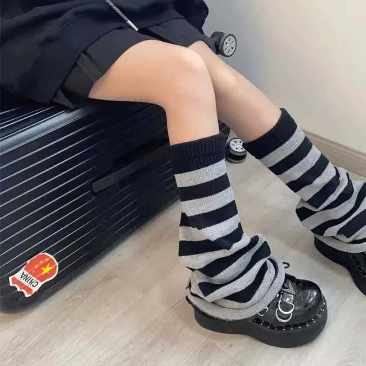 Autumn%20and%20Winter%20Leg%20Warmer%20Wide%20Legs%20Black%20White%20Lolita%20Socks%20for%20Women%20Stripe%20Socks%20-%20Image%202