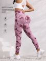 Hip Lifting Seamless Fitness Gym Leggings Tie-Dye Yoga Pants Women's Exercise Tights Tummy Control High Waist Workout Pants. 