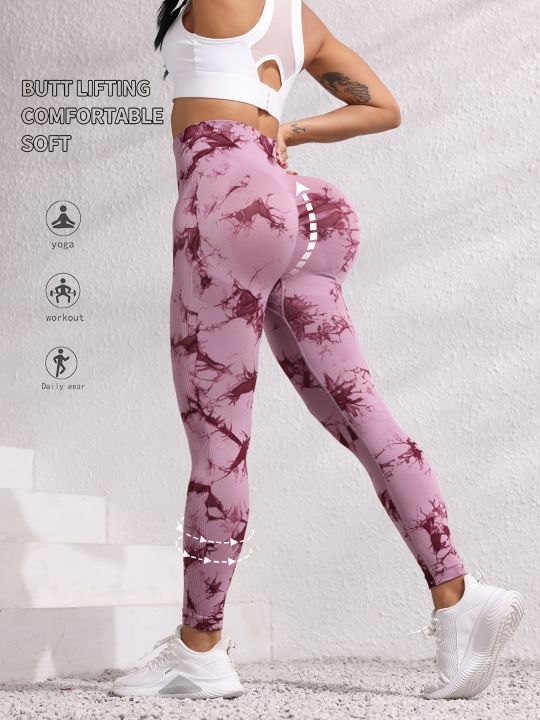Hip%20Lifting%20Seamless%20Fitness%20Gym%20Leggings%20Tie-Dye%20Yoga%20Pants%20Women's%20Exercise%20Tights%20Tummy%20Control%20High%20Waist%20Workout%20Pants%20-%20Image%203