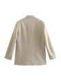 Women Fashion Double Breasted Loose Fitting Blazer Coat Vintage Long Sleeve Pockets Female Outerwear Chic Veste Femme. 