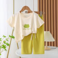 New Spring Summer Girls Clothing Set Letter Cartoon Frog Print Comfortable T-shirt+Pants 2Pcs Suit For Kids Children Outfit. 