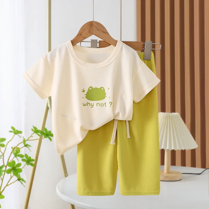 New%20Spring%20Summer%20Girls%20Clothing%20Set%20Letter%20Cartoon%20Frog%20Print%20Comfortable%20T-shirt+Pants%202Pcs%20Suit%20For%20Kids%20Children%20Outfit%20-%20Image%203