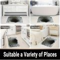 Stone Built Water Well 3D Visual Flat Pattern Design Floor Mat for Household Bathroom Door, Absorbent and Non Slip Foot Mat. 