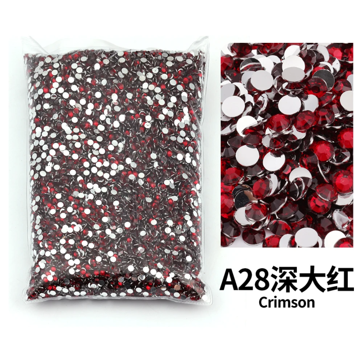 All Red Series 2-6mm Resin Non Hot Fix Rhinestones Bulk Wholesale Flat Back Plastic Crystals Nail Trimmings Crystals For Crafts