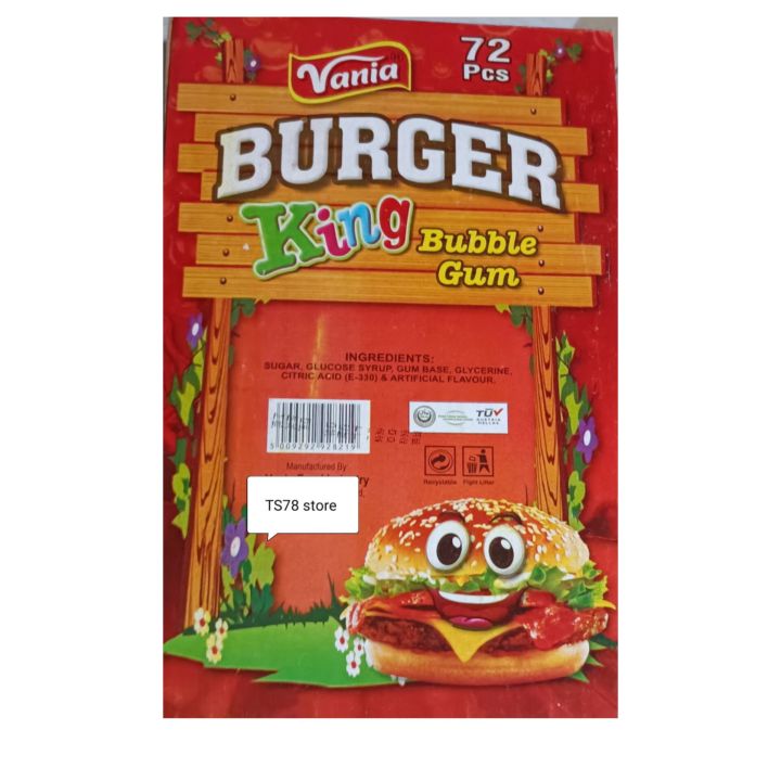 Vania Burger king 👑 Bubble gum 72 Pcs Box Packing