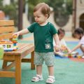 Summer Casual Baby Set Dinosaur Style Stripe T-shirt+Shorts 2Pcs Clothes for Boys Girls Soft Cotton Infant Outfit. 