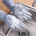 Dishwashing Cleaning Gloves Magic Silicone Rubber Dish Washing Gloves for Household Sponge Scrubber Kitchen Cleaning Tools [1 pair]. 