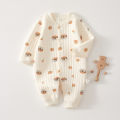 Gender-Neutral Baby Onesie for Autumn & Winter - Thickened Warm Newborn Onesie with Cute Animal Print Cozy Romper for Christmas. 