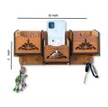 Wooden Wall-Mounted Key Holder and Mobile Stand Universal Organizer 12x5 Inches. 