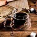 200ml Double Wall Glass Coffee Mug Transparent Heat-resistant Espresso Cup with Handle Latte Cappuccino Breakfast Tea Water Cup. 